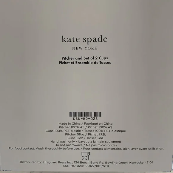 Kate Spade Lemon Pitcher Lemonade Stand Hostess Gift Acrylic NIB - Picture 3 of 3